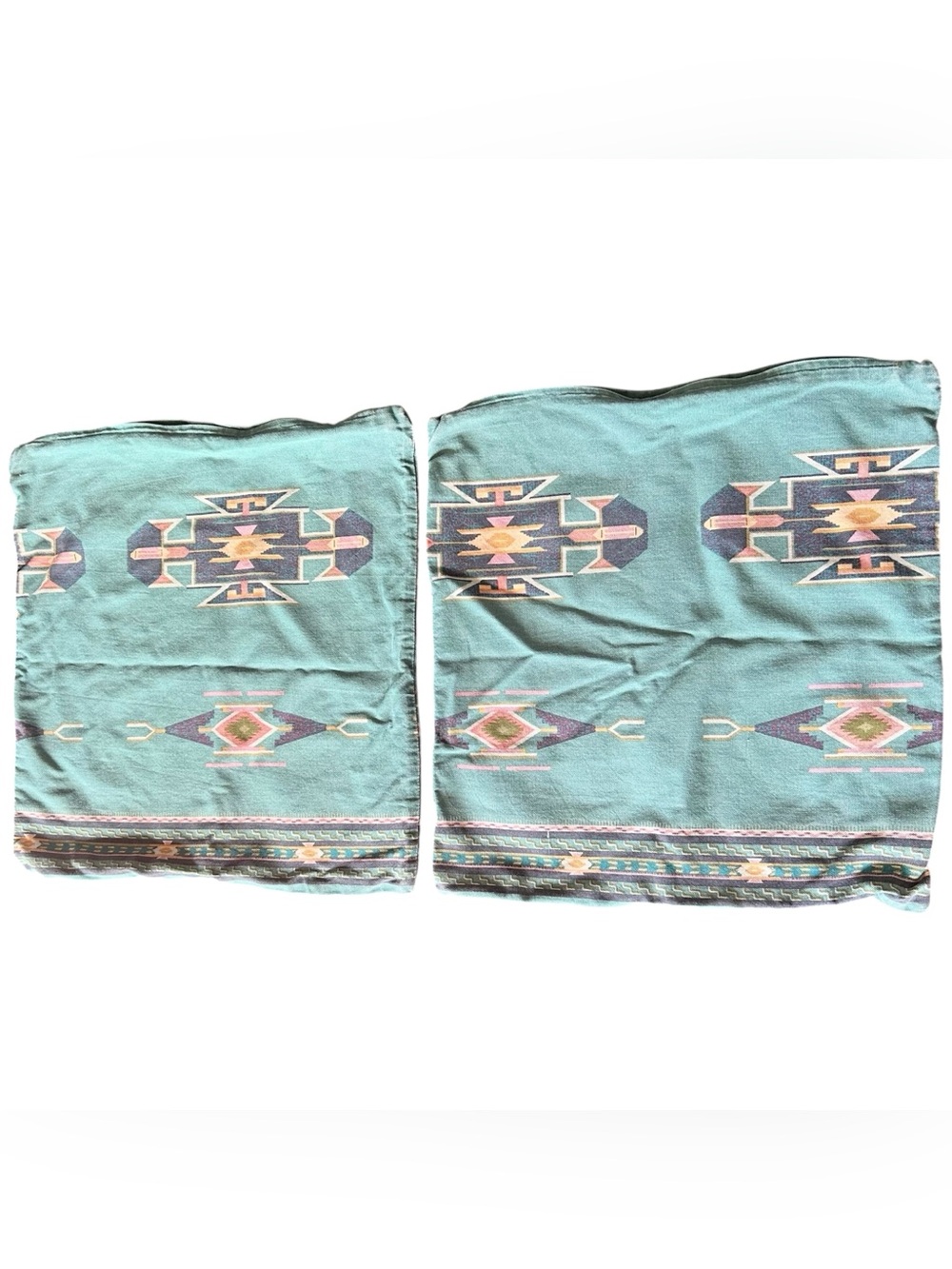 Vintage Southwest Pillow Covers Cases  Teal Blue Pink White 17” X 18”